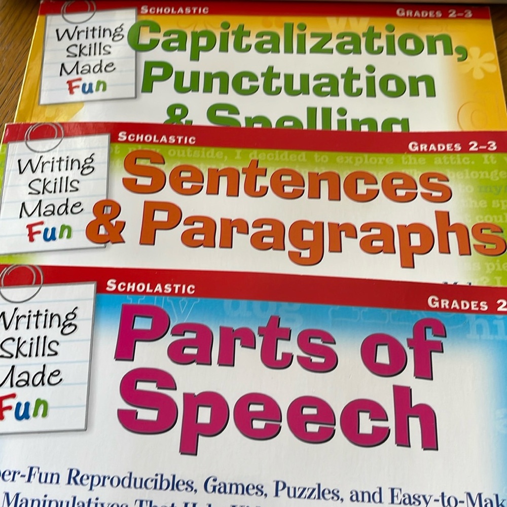 3 Scholastic Writing Skill Books Grades 2-3 Parts of Speech, Sentences ….